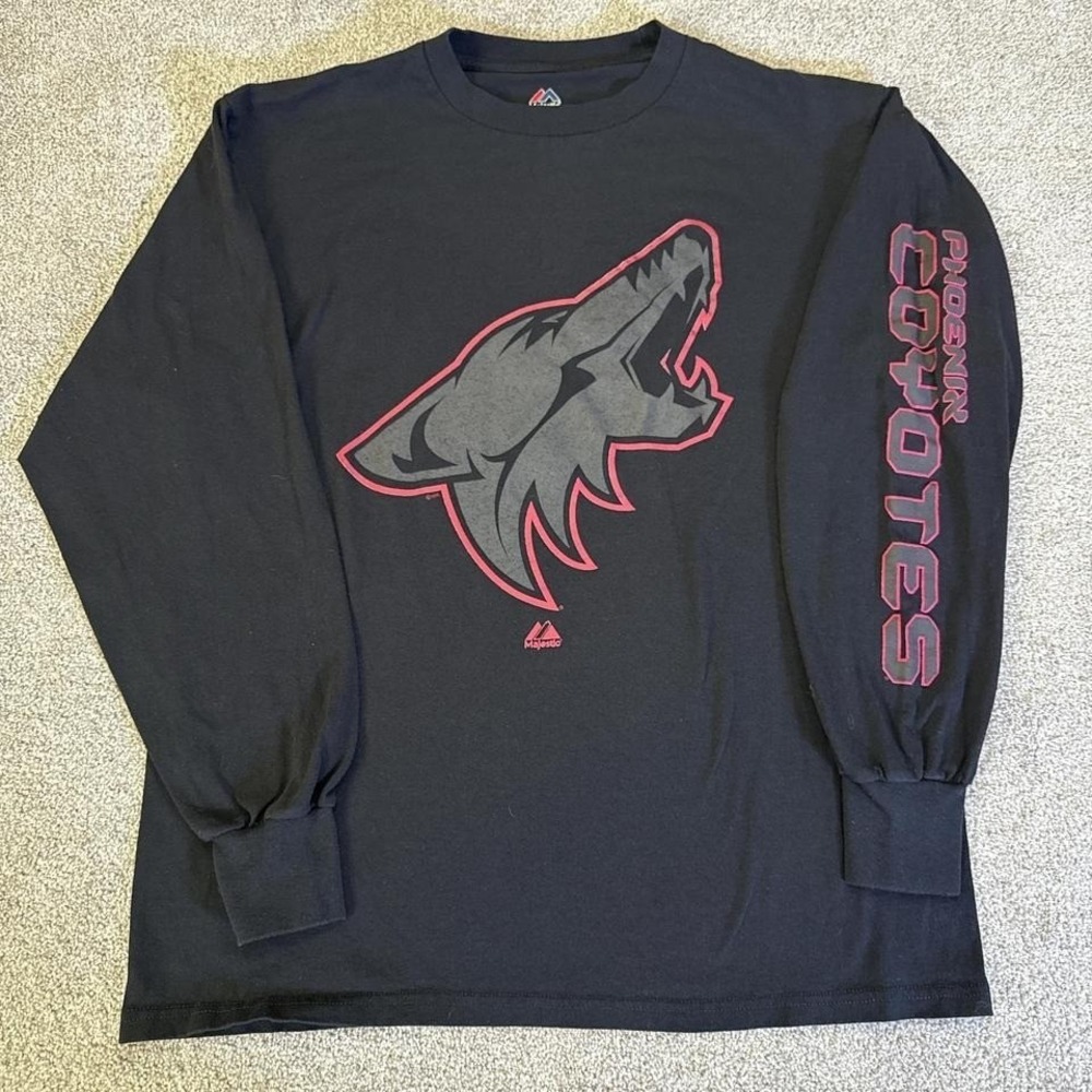 Phoenix Coyotes Majestic Long Sleeve Black T-Shirt Men's Large